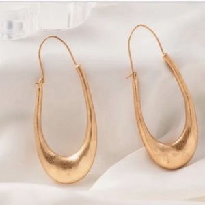 - 18k Gold Plated Brushed Handcrafted Hoop Earrings 3”